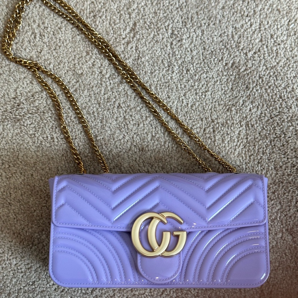Source Unknown Lavender Quilted Shoulder Bag with Gold Hardware